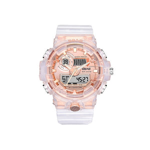 Fashion Sports Couple Watch Creative Dual Display Transparent Watches For Lovers Waterproof Auto Date Couples Wrist Watch Gift