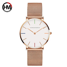 Load image into Gallery viewer, Japón Movimiento de Cuarzo de Alta Calidad 36mm hannah Martin Mujeres de Malla de Acero Inoxidable de Oro Rosa Damas Impermeable Reloj Dropshipping
