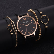 Load image into Gallery viewer, Ensemble de montre femmes 5 pièces femme Quartz montre-Bracelet en cuir dames Bracelet de luxe montre décontracté Relogio Femenino cadeau pour petite amie
