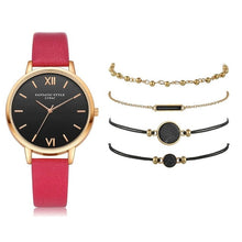 Load image into Gallery viewer, Ensemble de montre femmes 5 pièces femme Quartz montre-Bracelet en cuir dames Bracelet de luxe montre décontracté Relogio Femenino cadeau pour petite amie

