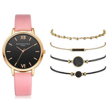 Load image into Gallery viewer, Ensemble de montre femmes 5 pièces femme Quartz montre-Bracelet en cuir dames Bracelet de luxe montre décontracté Relogio Femenino cadeau pour petite amie
