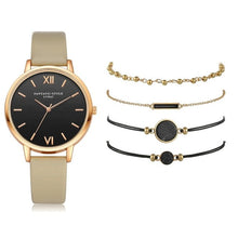 Load image into Gallery viewer, Ensemble de montre femmes 5 pièces femme Quartz montre-Bracelet en cuir dames Bracelet de luxe montre décontracté Relogio Femenino cadeau pour petite amie
