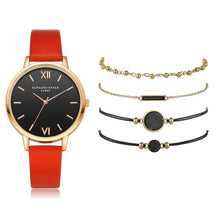 Load image into Gallery viewer, Ensemble de montre femmes 5 pièces femme Quartz montre-Bracelet en cuir dames Bracelet de luxe montre décontracté Relogio Femenino cadeau pour petite amie
