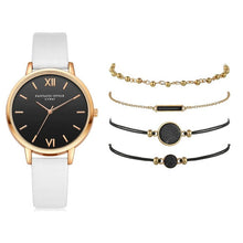 Load image into Gallery viewer, Ensemble de montre femmes 5 pièces femme Quartz montre-Bracelet en cuir dames Bracelet de luxe montre décontracté Relogio Femenino cadeau pour petite amie

